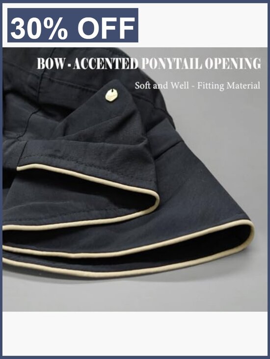 Foldable Wide Brim Bucket Hat with Ponytail Opening main image 4